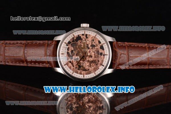 Patek Philippe Complicated Skeleton Asia Automatic Steel Case with Skeleton Dial and Brown Leather Strap (GF) - Click Image to Close